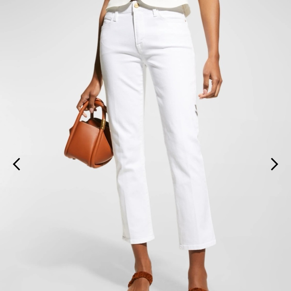 Frame white le high straight leg jean